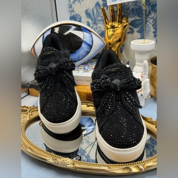 🆕 KURT GEIGER LONDON 🧿 NWOB Laney Bow Slip On Sneaker, Black Crystal Sz37 US 7 - Picture 4 of 12